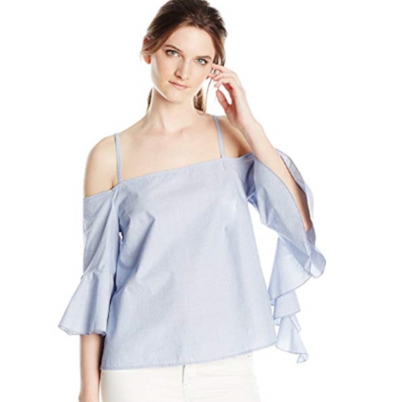 Kensie | Tops | New Kensie Oxford Cold Shoulder Drape Sleeved Top ...